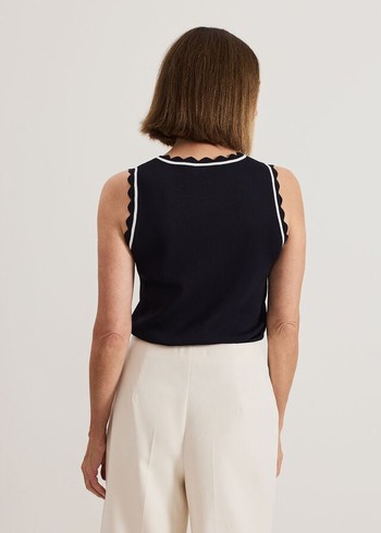 Phase Eight Liz scallop Shell Knitwear Navy/White USA | 9162574-SX